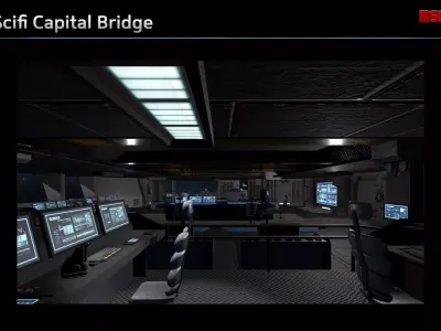 Scifi Capital Bridge Low-poly 3D model