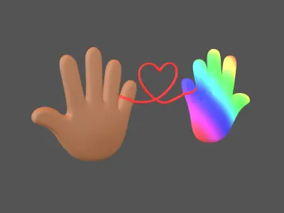 Hand with Red Line Icon v1 028 Low-poly 3D model