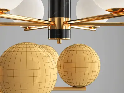 ONTARIO chandelier with six glass balls 3D model