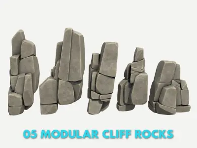 30 Stylized Block Rock - 3D Game Asset - 231030 Low-poly 3D model