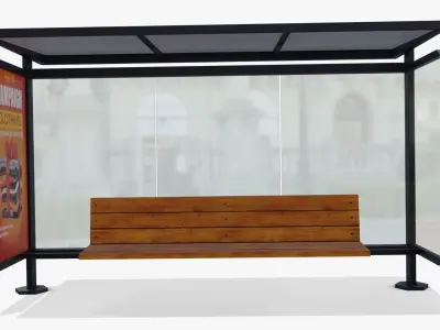 Bus stop Low-poly 3D model