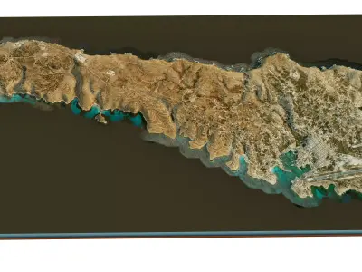 Lampedusa island 3d model terrain Low-poly 3D model