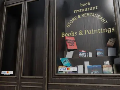 ground floor street shops with 2k  pbr textures Low-poly 3D model