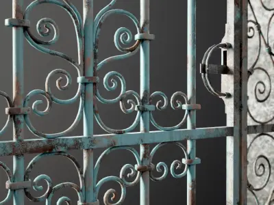 Medieval Forged Door for the garden Low-poly 3D model