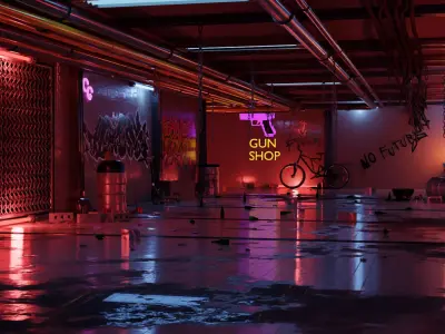 Cyberpunk corridor 3D model