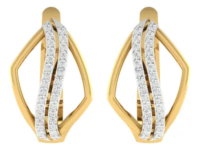 light weight  Yellow gold diamond earring 3D print model
