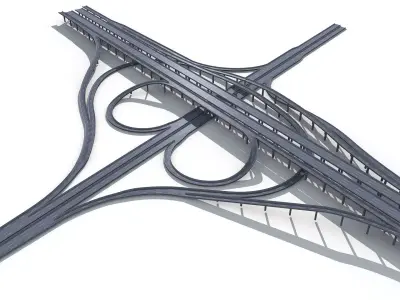 Highway Road Viaduct Flyover-12 3D model