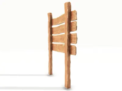 Wooden street signpost Low-poly 3D model