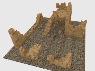 Blender 3D House Ruins Free low-poly 3D model