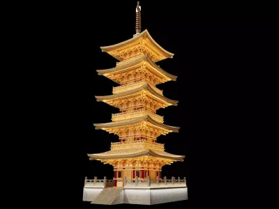 Japanese Pagoda Tower 3D model