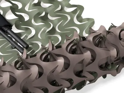  Military Camouflage Net with Assault Rifles 