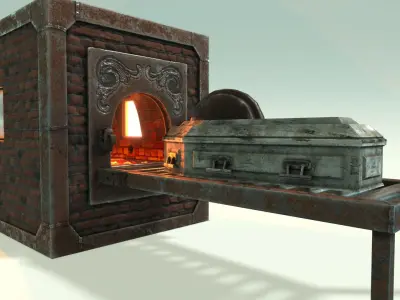 Low Poly Vintage Cremation Furnace  With PBR Materials Low-poly 3D model