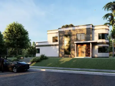 Residential Bunglow with surrounding 3D model 3D model