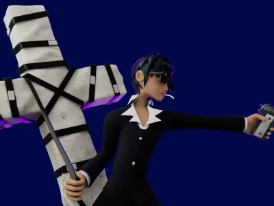 Nicholas D Wolfwood from Trigun material and rigging 3D model