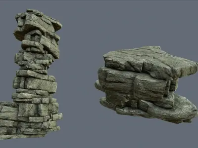 Game Ready PBR Stone Cliff Low-poly 3D model