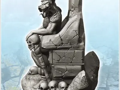 Hades Pluto on throne with heads of Cerberus 6 - Medieval Fantas 3D print model