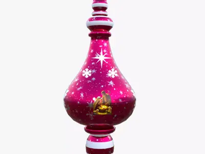 Festive Red Bauble with Nativity Scene 3D  PBR Low Poly Low-poly 3D model