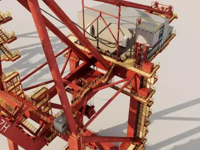 Ship-to-Shore Gantry Crane 3D Model  Low-poly 3D model