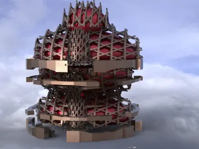 Sci fi Gold financial Hive dome 3D model