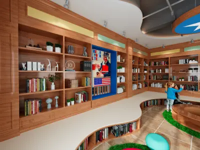 Library reading room classroom 3D model