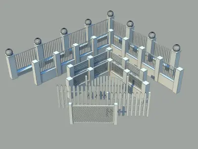 Fences fence in grass Low-poly 3D model