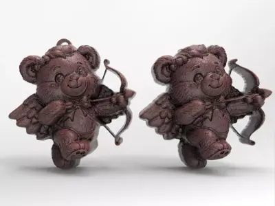 teddy love wings  3D print model