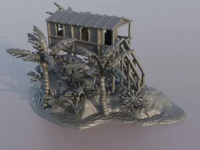 Small Island Hut Tabletop Terrain 28 mm 3D print model