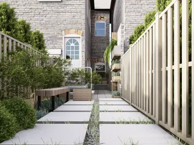 3D Exterior Scene 3D model design garden and landscape  3D model