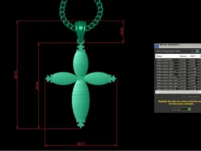 Light Gold 18K Cross Pendant 1CP051 3D print model