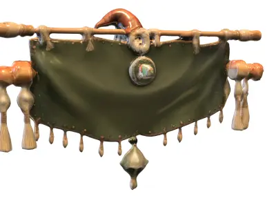 Fantasy Gnome Wall Banner Low-poly 3D model