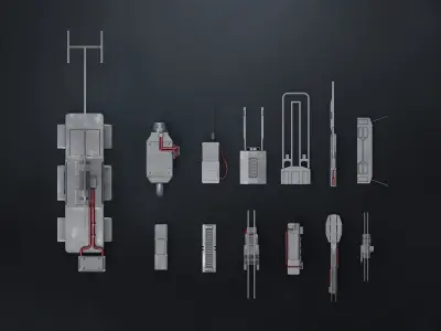 13 SUB-D Scifi Architecture Kitbash Elements Vol I 3D model