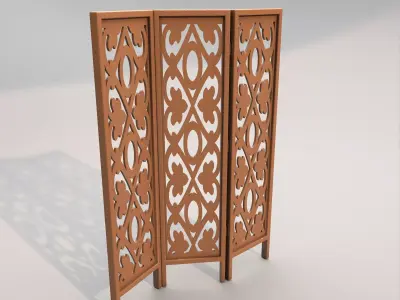 Wooden partition 2 Low-poly 3D model