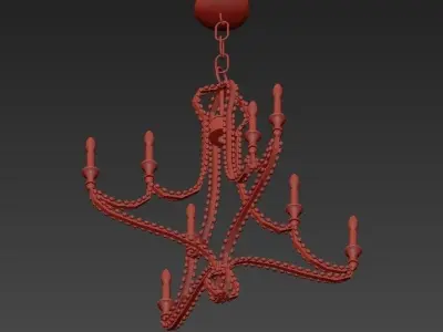 8 Light Handcrafted Chandelier 3D model