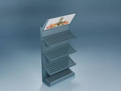 Supermarket Produce Display Stand with Inclined Trays Low-poly 3D model