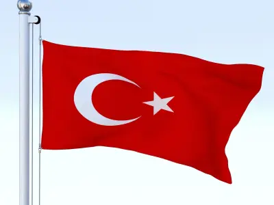 Animated Turkey Flag Low-poly 3D model