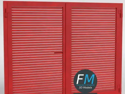 Two-panel vintage metal shutter 3D model