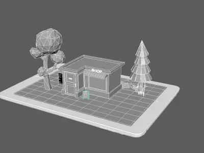 Shop Cartoon City Block store Low-poly 3D model