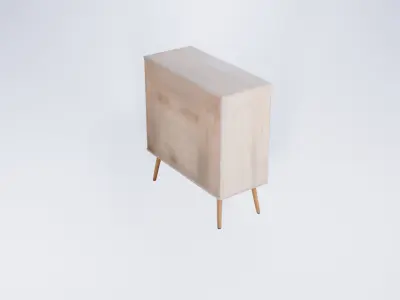  Low Poly Wooden Cabinet - Classic Openable Storage Unit 3D model
