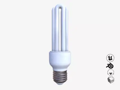 Realistic Fluorescent Lightbulb Low-poly 3D model