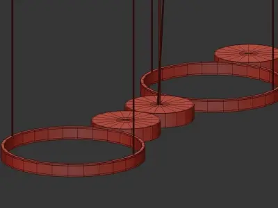 MAVIS chandelier with four circular lights hanging from ceiling 3D model