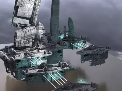 Halo Forerunner Inspired Hologram Bridges Extended 3D model