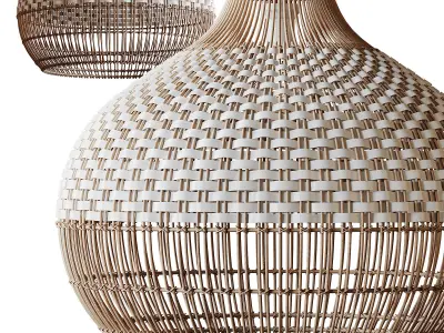 Handwoven Rattan Pendant Light Lampshade 3D model