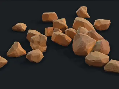 Stylized Desert Rock small 3 Low-poly 3D model