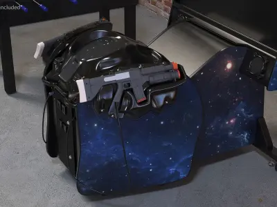  Space Arcade Game Machine Off State Rigged for Cinema 4D 