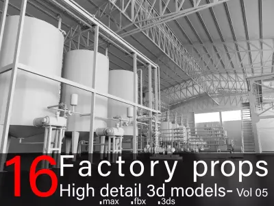 16 Factory Props-High detail 3d models- Vol 05 3D model