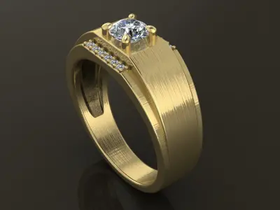 Signet Ring Square Tapered Side Diamond Row Mix Size 7-12 3D print model