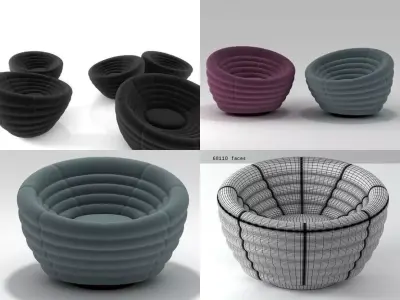 Blow three chairs 3D model