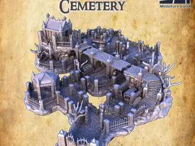 Medieval Cemetery Tabletop Terrain 28 MM 3D print model