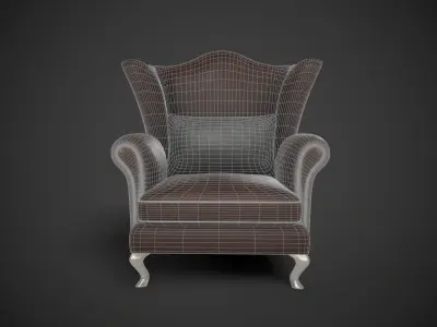 Wingback Chairs 008 Low-poly 3D model