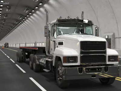  Commercial Truck and Flatbed Trailer 